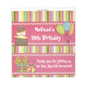 Snoep Bar wrapper roze Birthday Party Favor Notitieblok (Voorkant)