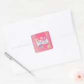 Snoep Bat Mitzvah Favor Dank u Watermeloen Roze Vierkante Sticker (Envelop)