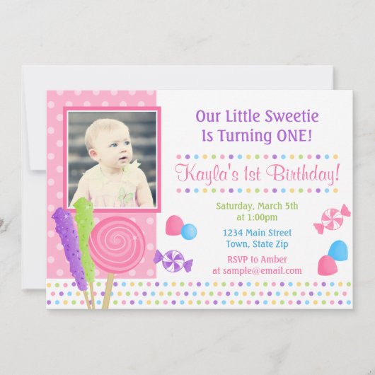 Snoep Birthday Invitation 5x7 Photo Card Kaart (Voorkant)