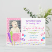 Snoep Birthday Invitation 5x7 Photo Card Kaart (Staand voorkant)