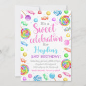 Snoep Birthday Invitation, Candyland Invitation Kaart (Voorkant)