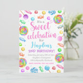Snoep Birthday Invitation, Candyland Invitation Kaart (Staand voorkant)