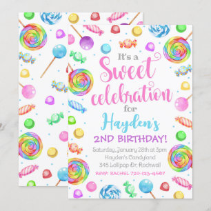 Snoep Birthday Invitation, Candyland Invitation Kaart