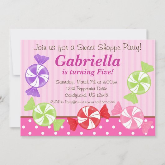 Snoep Birthday Party Invitation Kaart (Voorkant)