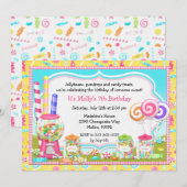 Snoep Birthday Party Invitation Kaart (Voorkant / Achterkant)