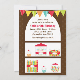 Snoep Birthday Party Invitation Kaart