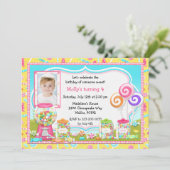 Snoep Birthday Party Invitation Kaart (Staand voorkant)