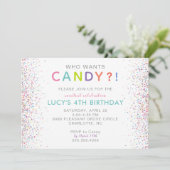 Snoep Birthday Uitnodiging, wie wil Snoep?! Kaart (Staand voorkant)