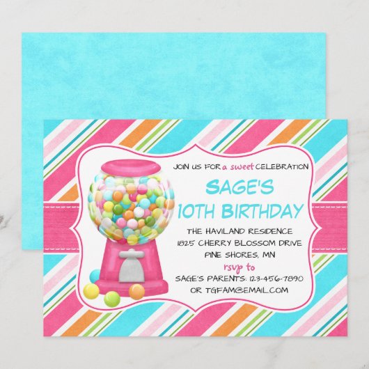 Snoep - Birthday - uitnodigingen voor winkelwagent (Voorkant / Achterkant)