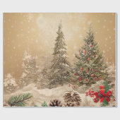 Snoep, bladeren en sierwaren met kerstmis Cadeaupapier (Vlak)