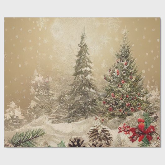 Snoep, bladeren en sierwaren met kerstmis Cadeaupapier (Vlak)