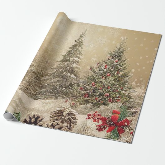 Snoep, bladeren en sierwaren met kerstmis Cadeaupapier (Uitgerold)