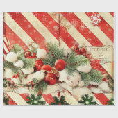  Snoep, bladeren en Strips Kerst Cadeaupapier (Vlak)