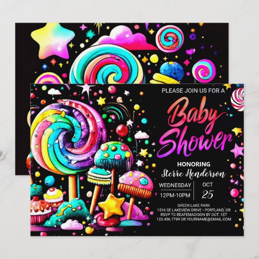 Snoep Boheems Baby shower Kaart (Voorkant / Achterkant)