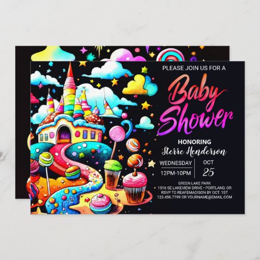 Snoep Bohemian Custom Baby shower Kaart (Voorkant / Achterkant)