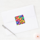 Snoep bollen vierkante sticker (Envelop)