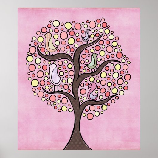 Snoep Boom Roze Nursery Kinder Room Poster (Voorkant)