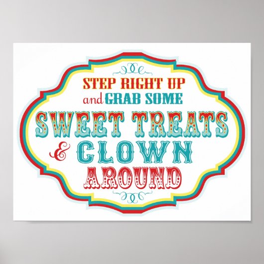 Snoep Booth Sign. Carnival Circus Birthday BL Poster (Voorkant)