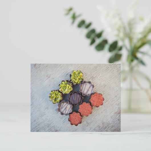 Snoep Briefkaart van Gourmet Chocolate (Staand voorkant)