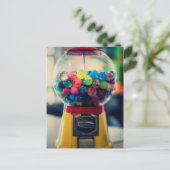 Snoep bubblegum speelgoed-machine retro briefkaart (Staand voorkant)