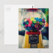 Snoep bubblegum speelgoed-machine retro briefkaart (Voorkant / Achterkant)