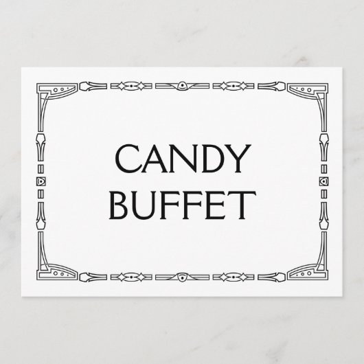 "Snoep Buffet" Art Deco Style Wedding Sign (Voorkant)