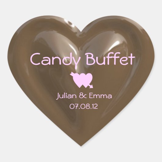 snoep buffet chocolade hart sticker (Voorkant)