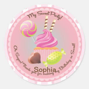 Snoep Buffet Girl's Party Favor Birthday Sticker