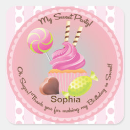 Snoep Buffet Meisje's Party Favor Verjaardag Stick Vierkante Sticker
