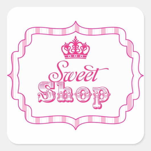 Snoep Buffet Princess Party Favor Verjaardag Stick Vierkante Sticker (Voorkant)