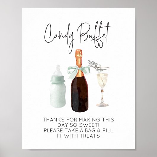 Snoep Buffet Teken voor Baby shower Green Sip & Se Poster (Voorkant)
