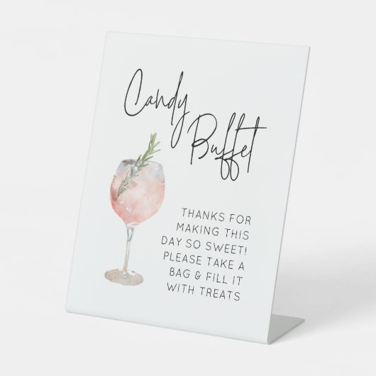 Snoep Buffet teken voor bruiloft, Verjaardag Afstu Reclamebord Met Voetstuk (Voorkant)