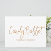 "Snoep buffet" Weddenschap | Stylish Gold Roos Kaart (Staand voorkant)