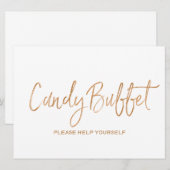 "Snoep buffet" Weddenschap | Stylish Gold Roos Kaart (Voorkant / Achterkant)