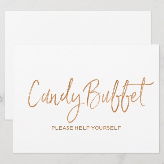 "Snoep buffet" Weddenschap | Stylish Gold Roos Kaart (Voorkant / Achterkant)