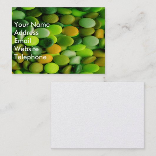 Snoep Buttonnen groen Visitekaartje (Voorkant / Achterkant)