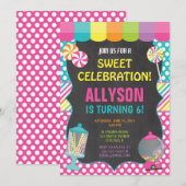 Snoep Candyland Rainbow verjaardagsfeestje meisje Kaart (Voorkant / Achterkant)