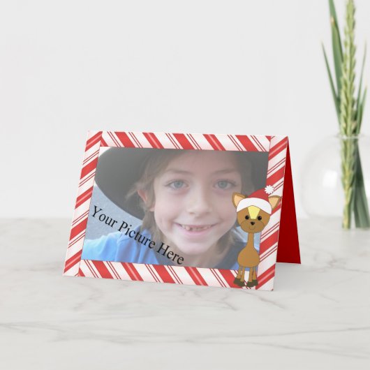 Snoep-Cane Wayne Deer Feestdagen Kaart (Voorkant)