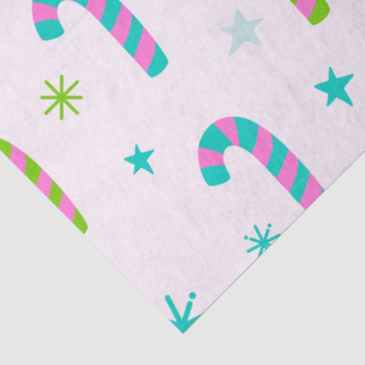 Snoep Canes en Snowflakes Roze Kerst Tissuepapier (Detail)