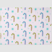 Snoep Canes en Snowflakes Roze Kerst Tissuepapier (Voorkant)