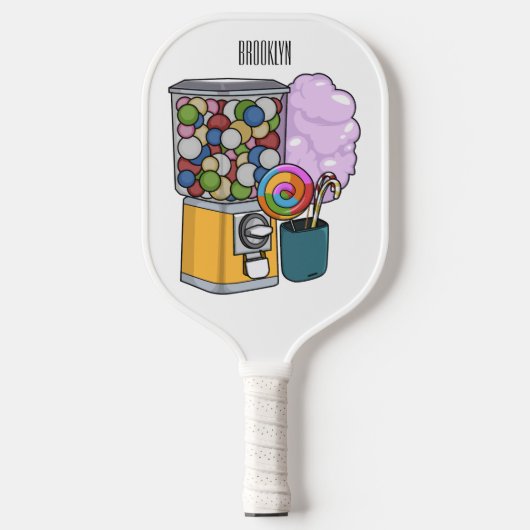 Snoep cartoon illustratie pickleball paddle (Voorkant)