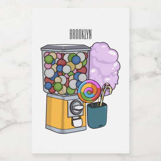 Snoep cartoon illustratie voedselcontainer etiket (Enkel label)