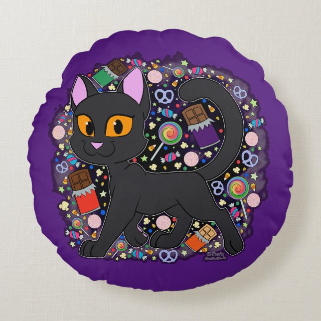 Snoep Cat Rond Kussen (Voorkant)