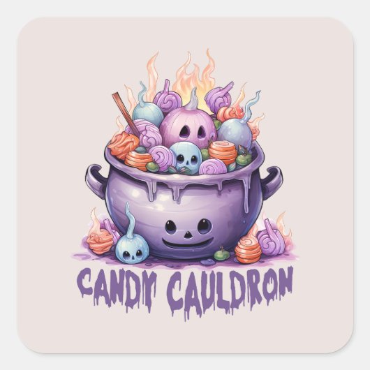 Snoep Cauldron Vierkante Sticker (Voorkant)