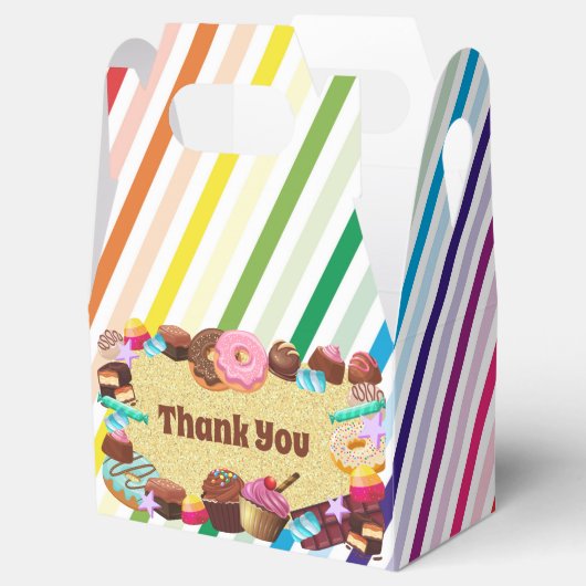 Snoep, chocolade, eten, donuts, regenbooggedeelte bedankdoosjes (Geopend)