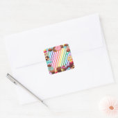 Snoep, chocolade, eten, donuts, regenbooggedeelte vierkante sticker (Envelop)
