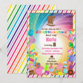 Snoep, chocolade, gouden ticket, regenbooginv kaart (Voorkant / Achterkant)