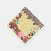 Snoep, chocolade, roze blauw paars servet (Hoek)