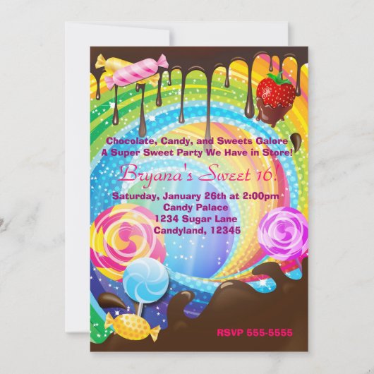 Snoep Chocolate Teenage Dream Land Sweet Invite Kaart (Voorkant)
