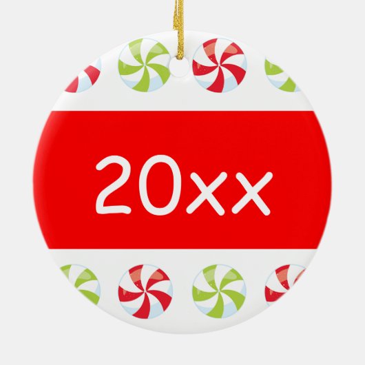 Snoep Christmas Keepsake met het jaar Keramisch Ornament (Achterkant)